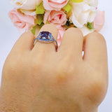 Art Deco Cushion Cut Halo Infinity Twist Ring