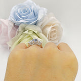 Three Stone Round Hidden Halo Trellis Ring