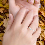 Half Eternity Cubic Zirconia Chevron Ring Wedding Band 925 Sterling Silver