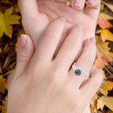 Art Deco Round Natural Stone Flower Ring