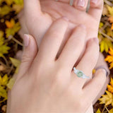 Three Stone Round Natural Stone Ring