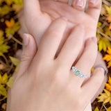 Round Natural Stone Three Stone Ring