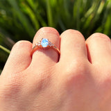 Vintage Style Oval Natural Stone Trillium Ring