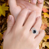 Two Piece Round Natural Stone Bridal Ring