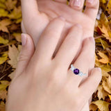 Three Stone Round Natural Stone Ring