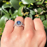 Art Deco Oval Natural Stone Flower Ring