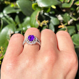 Art Deco Oval Natural Stone Flower Ring