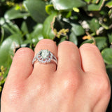 Art Deco Oval Natural Stone Flower Ring