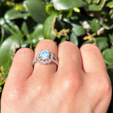 Art Deco Oval Natural Stone Flower Ring