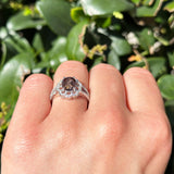 Art Deco Oval Natural Stone Flower Ring