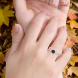 Art Deco Round Natural Stone Floral Ring