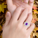 Vintage Style Oval Natural Stone Floral Ring