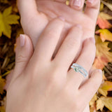Two Piece Round Natural Stone Bridal Ring