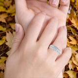 Art Deco Round Natural Stone Wedding Set Ring