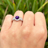 Vintage Style Round Natural Stone Floral Ring