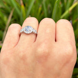 Vintage Style Round Natural Stone Floral Ring