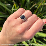Oval 11mm Celtic Ring Blue Sapphire CZ Solitaire 925 Sterling Silver