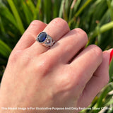 Oval 11mm Celtic Ring Blue Sapphire CZ Solitaire 925 Sterling Silver
