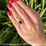 Oval 11mm Celtic Ring Blue Sapphire CZ Solitaire 925 Sterling Silver