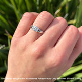 Key Hole Band 6mm Cluster Cubic Zirconia Ring 925 Sterling Silver