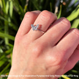 Butterfly Filigree Ring Cubic Zirconia 8mm Statement 925 Sterling Silver