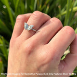 Heart Shaped Cluster Butterfly Ring 8.5mm Cubic Zirconia 925 Sterling Silver