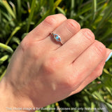 Art Deco 5.4mm Turquoise Evil Eye Ring 925 Sterling Silver