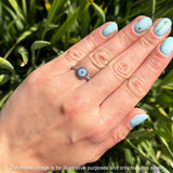 Round Evil Eye Blue CZ & Cubic Zirconia Beaded Ring 925 Sterling Silver