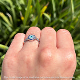 Round Evil Eye Blue CZ & Cubic Zirconia Beaded Ring 925 Sterling Silver