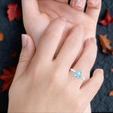 Teardrop Art Deco Pear Wedding Engagement Ring Round CZ 925 Sterling Silver