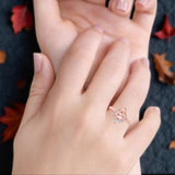 Teardrop Art Deco Pear Wedding Engagement Ring Round CZ 925 Sterling Silver