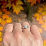 Art Deco Oval Natural Stone Three Stone Ring