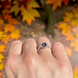 Art Deco Oval Natural Stone Three Stone Ring