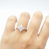 Oval Natural Stone Floral  Ring