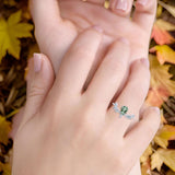 Floral Pear Teardrop Natural Stone Chevron Ring