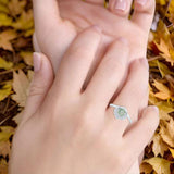 Art Deco Round Natural Stone Leaf Style Ring