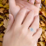 Art Deco Round Natural Stone Leaf Style Ring