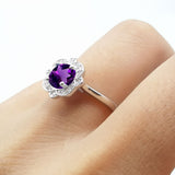 Floral Style Round Natural Stone Ring