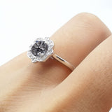 Floral Style Round Natural Stone Ring