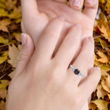 Art Deco Round Natural Stone Leaf Style Ring