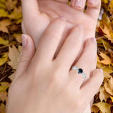 Minimalist Round Natural Stone Solitaire Ring