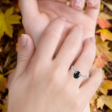  Oval Natural Stone Solitaire Cathedral Ring