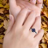 Art Deco Round Natural Stone Floral Ring