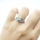 Cushion Cut Halo Round Natural Stone Ring