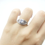 Cushion Cut Halo Round Natural Stone Ring