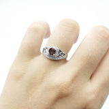 Cushion Cut Halo Round Natural Stone Ring