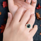 Art Deco Oval Natural Stone Floral Ring