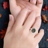 Art Deco Oval Natural Stone Floral Ring