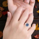 Art Deco Oval Natural Stone Floral Ring