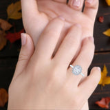 Art Deco Oval Natural Stone Floral Ring